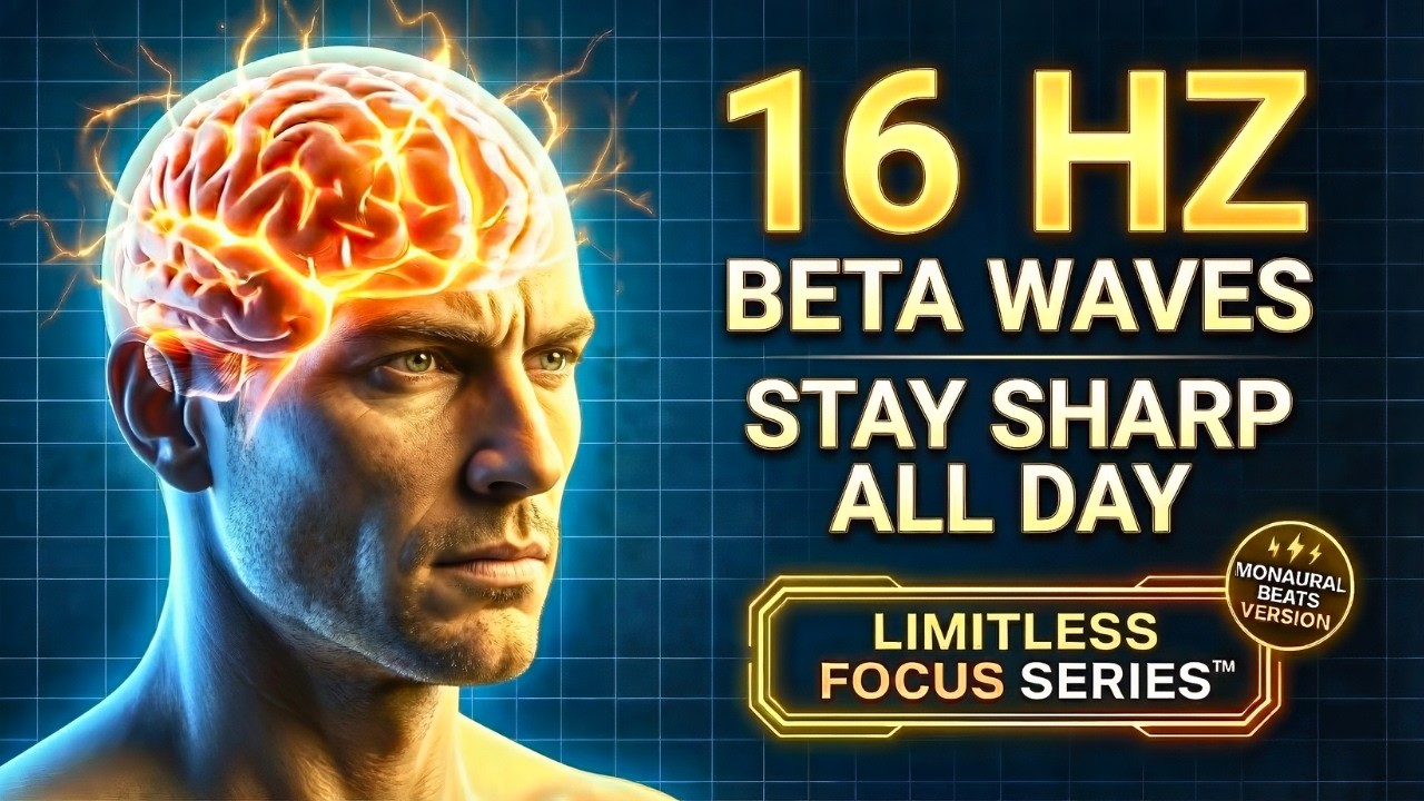 16 Hz Beta Waves Monaural Beats | Stay Sharp All Day | Limitless Focus Series™