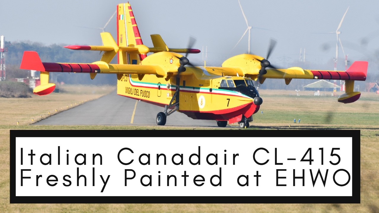 Canadair CL-415 Vigili del Fuoco Departs Woensdrecht Air Base + Wing Wave!