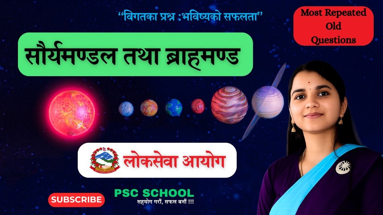 सौर्यमण्डल र ब्रह्माण्ड: विगतमा सोधिएका महत्वपूर्ण प्रश्नोत्तरहरू | Previous Questions | Loksewa GK