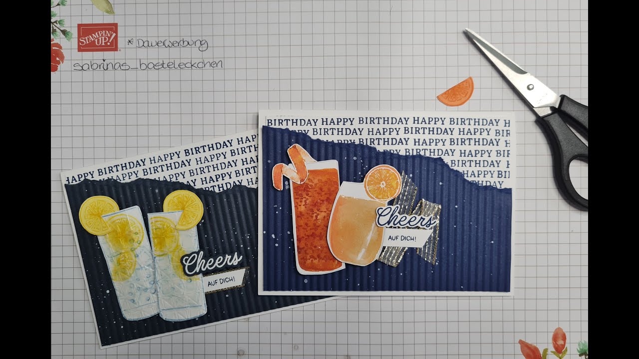 Geburtstagskarte erstellt mit dem Set Drinks und gute Laune von Stampin' Up! ® #birthdaycard