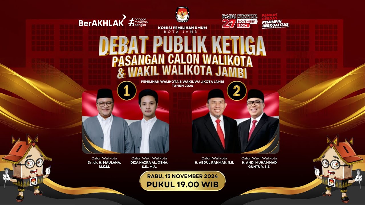 🔴[LIVE] DEBAT PUBLIK KETIGA PASANGAN CALON WALIKOTA & WAKIL WALIKOTA JAMBI TAHUN 2024