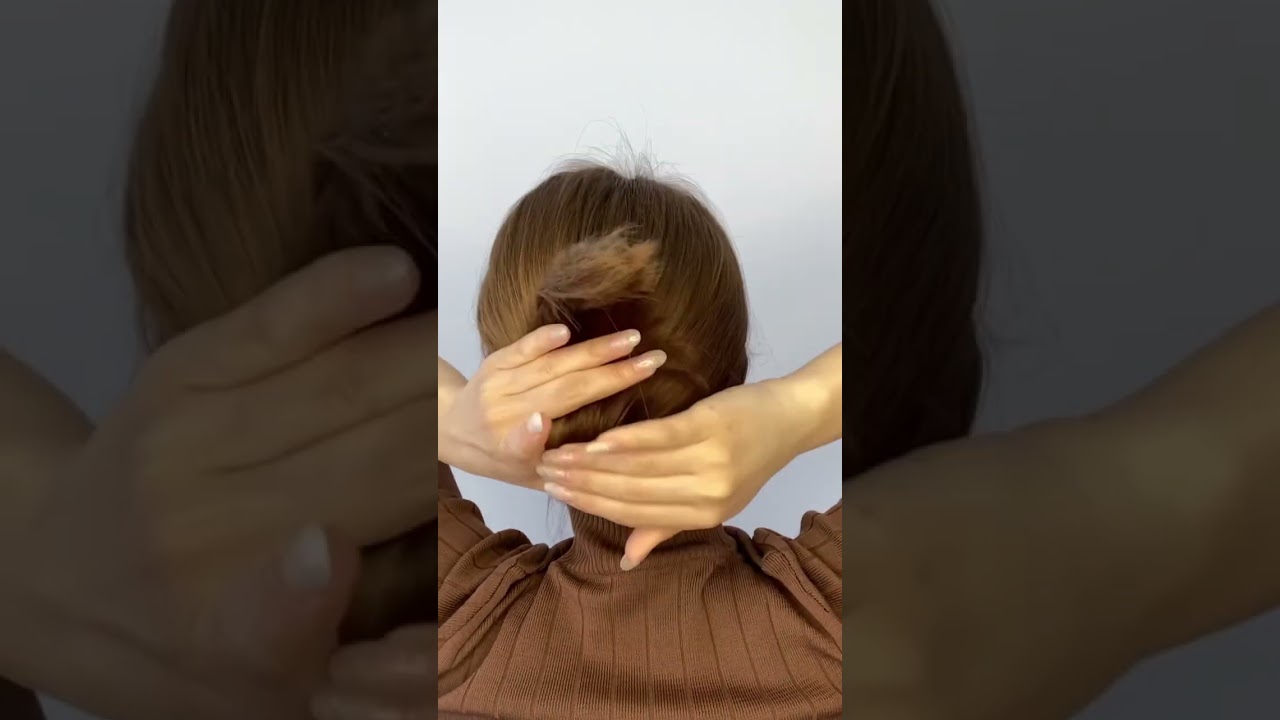 Easy updo for short & medium hair😍 #viral #hairhacks #hairtutorial #hairstyle