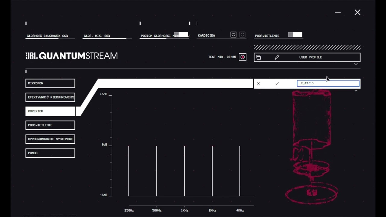 JBL QUANTUM STREAM - możliwości mikrofonu (microphone capabilities)