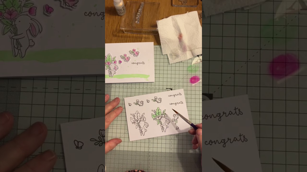 Spring Bouquet Animals Handmade Cards