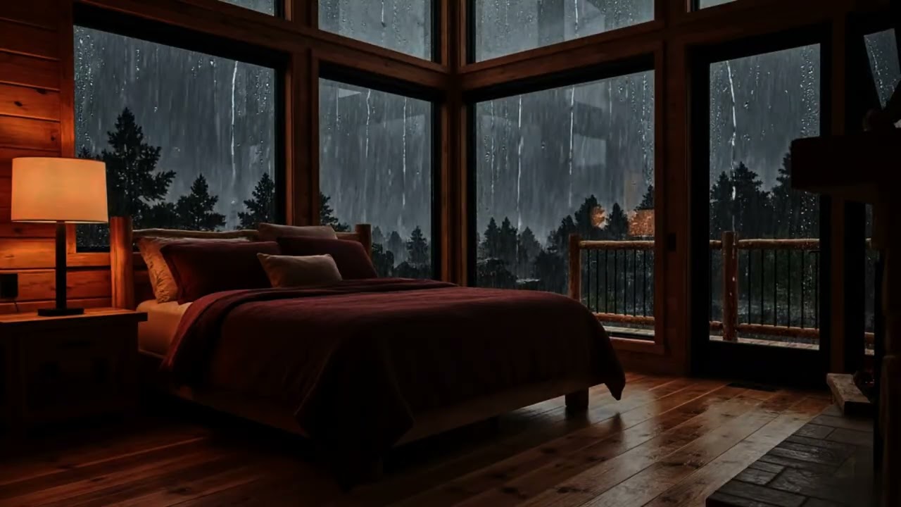 No Ads Rain Sounds in a Bedroom Relaxing Ambience for Deep Sleep, Focus, and Meditation