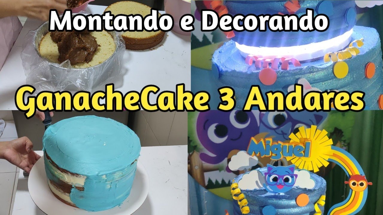 Ganache Cake 3 andares / Tema Bolofofos / Bolo com Led / Bolo 80 Fatias