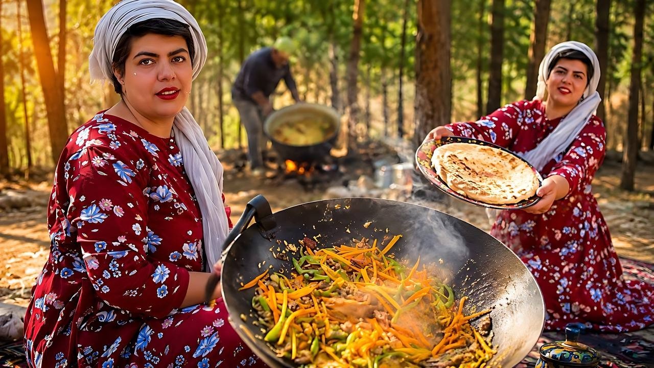 🔥Cooking Lazania with Smoky Flavor My Style in the Village Nature| Outdoor Cooking in the Mountains🥩