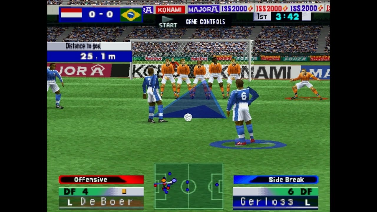 ISS 2000: Игровой процесс PS1 — Нидерланды против Бразилии (финал Международного кубка)