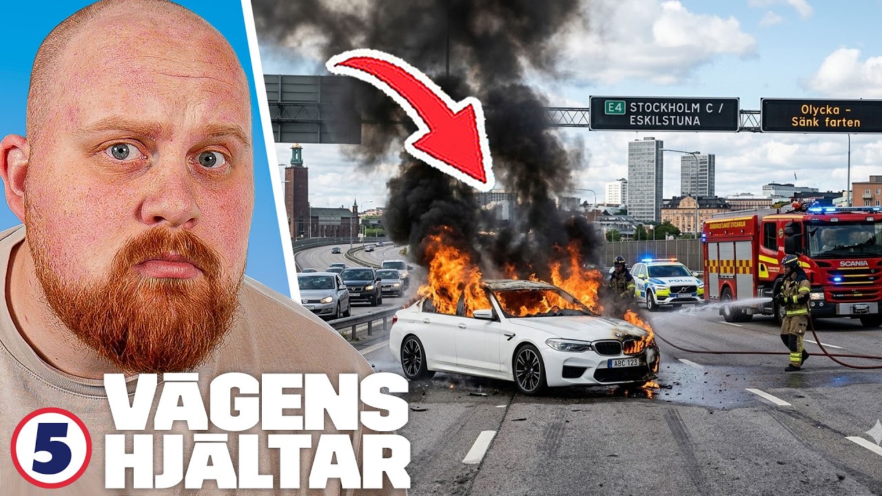 DYR bil börjar BRINNA när dom KÖR mitt på motorvägen! | Vägens Hjältar #22