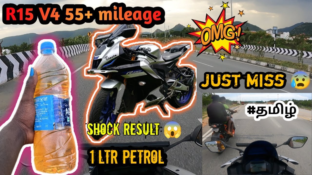 R15 V4 Mileage test Tamil🔥| 70-80 speed🙀| 55+ mileage | shock result 😱 | with pillion
