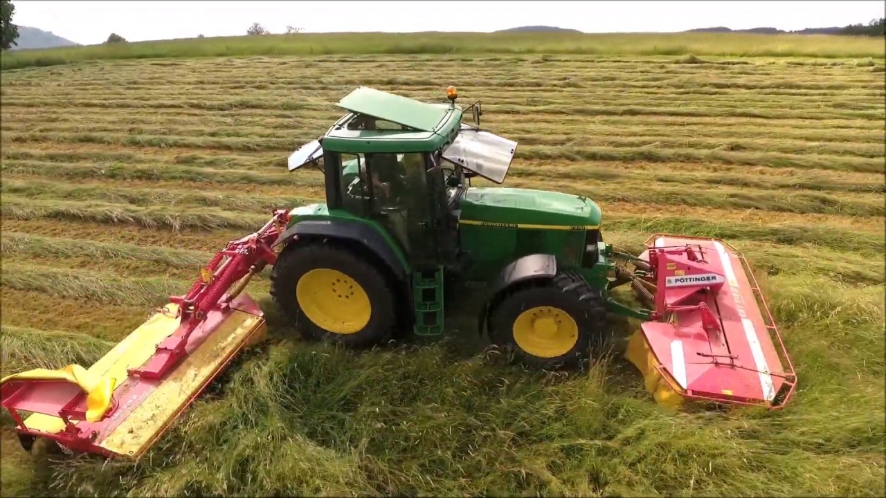 John Deere 6910 | Mähen | Erster Schnitt 2019 | Pöttinger