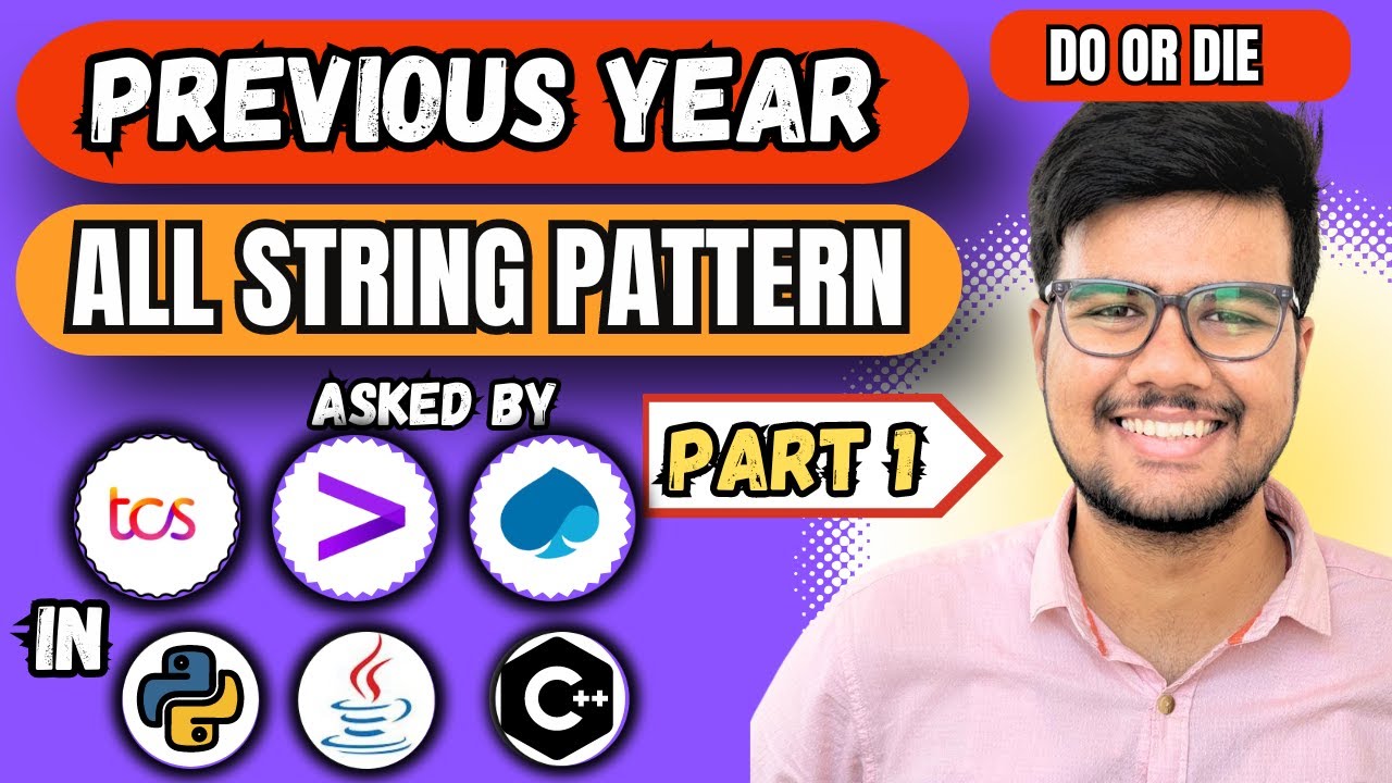 All Types of String Coding Questions in 1 Hours  P-1 | TCS NQT preparation 2024 | #python #cpp #java