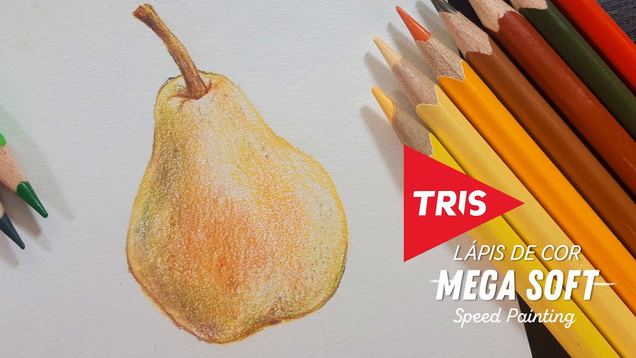 TUTORIAL:  Pera REALISTA com Lápis de cor TRIS MEGA SOFT (tutorial completo) Tons Pastel