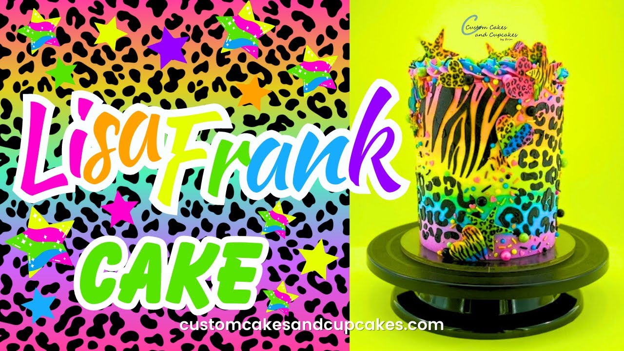 LISA FRANK CAKE Tutorial: How to Make 90s 80s Inspired Neon Rainbow Animal Print Buttercream Fondant