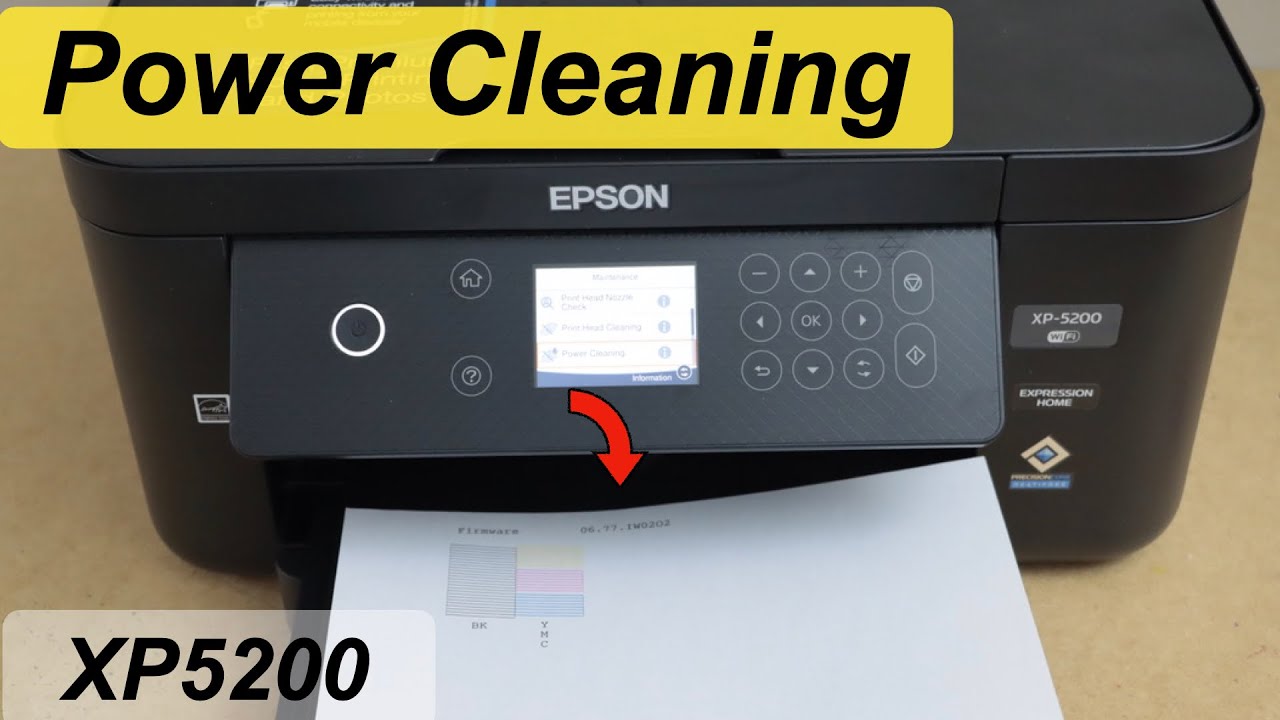 Epson XP5200 Power Cleaning (Clean Clogged Printhead)
