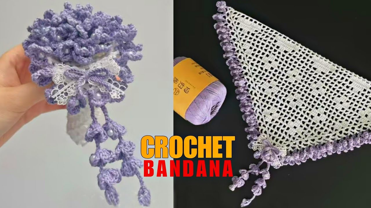 Crochet Flower Bandana Tutorial | Wisteria Bouquet Triangle Headband/Scarf