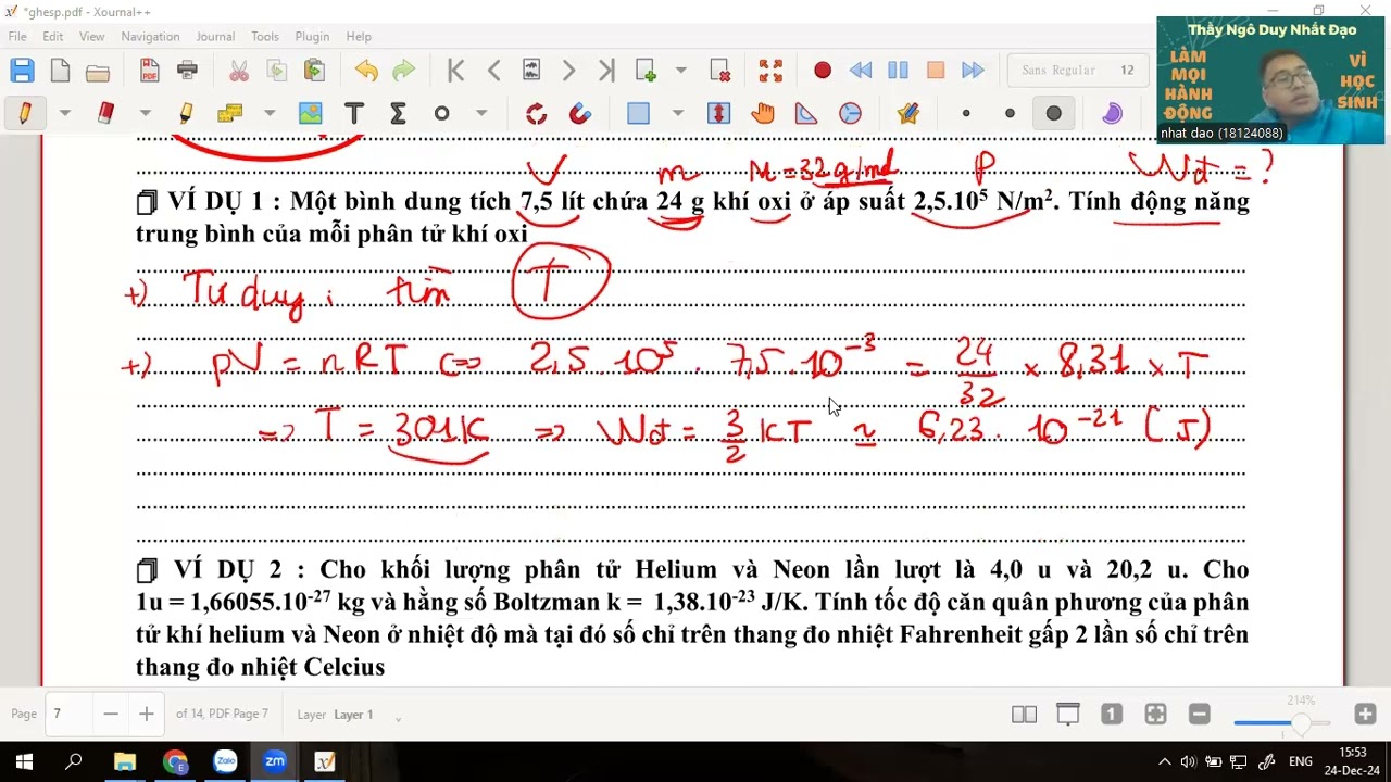 Áp suất và động năng phân tử chất khí (bt)