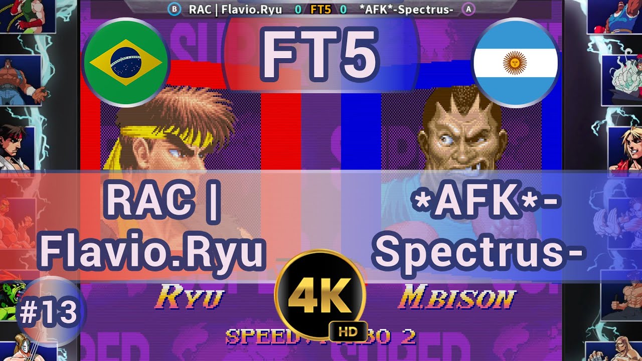 SSF2X - 🇧🇷 RAC | Flavio.Ryu vs *AFK*-Spectrus- 🇦🇷 FT5 /4K 60 FPS #ssf2turbo #ssf2x  #t99h #fightcade