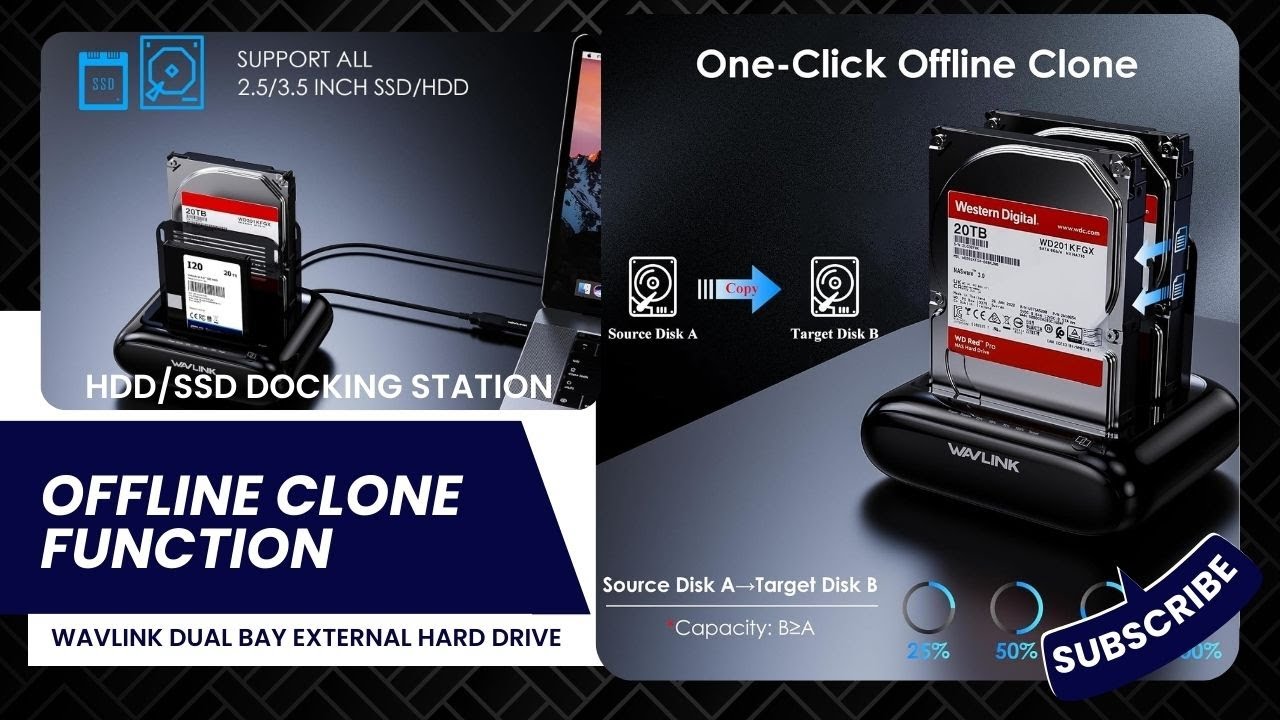 Wavlink Dual Bay HDD/SSD Docking Station Review & Unboxing | 2x20TB Support, USB 3.0, Offline Clone