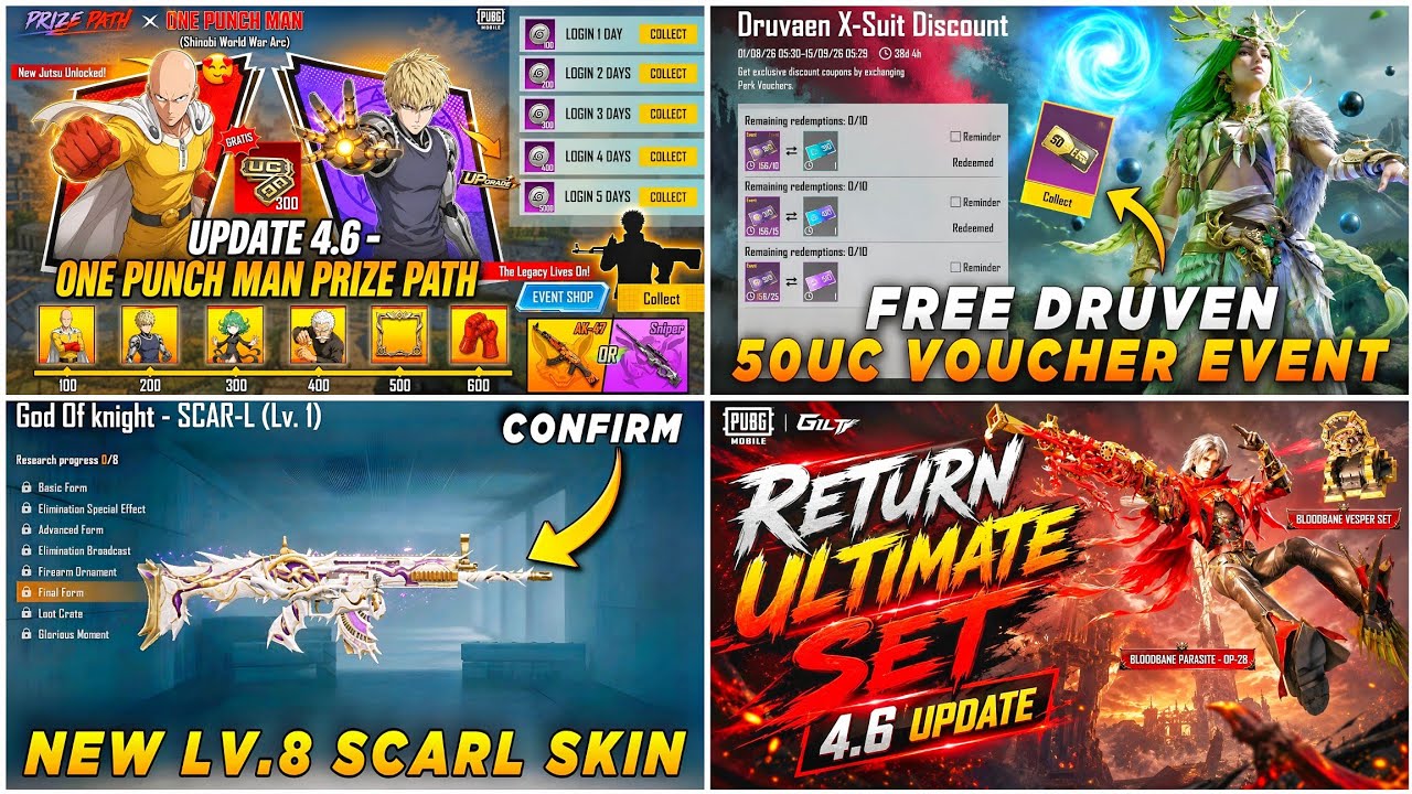 🔴 NEXT PRIZE PATH CONFIRM 4.6 ✅ NEW X-SUIT 50UC VOUCHER 🔥 NEW LV.8 SCAR-L SKIN 🤩 RETURN ULTIMATE SET