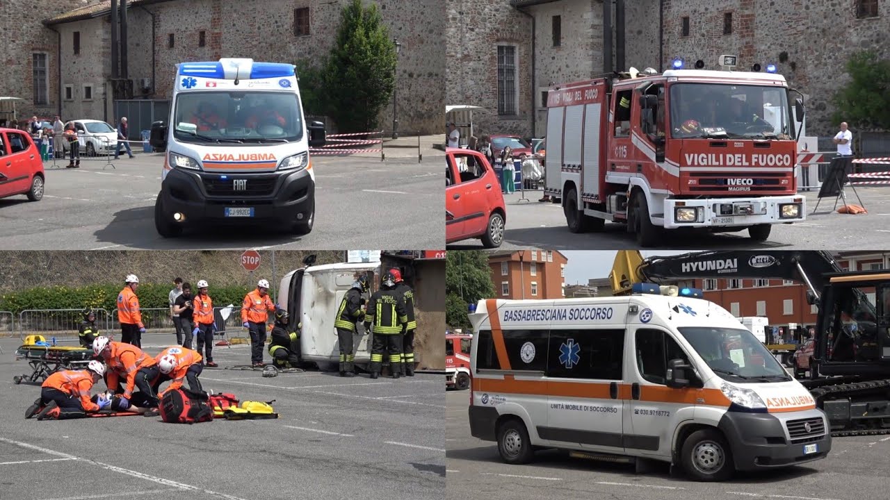 1of3 Incidente stradale ambulanza cosp Bedizzole bassabresciana e vigili del fuoco paitone in sirena