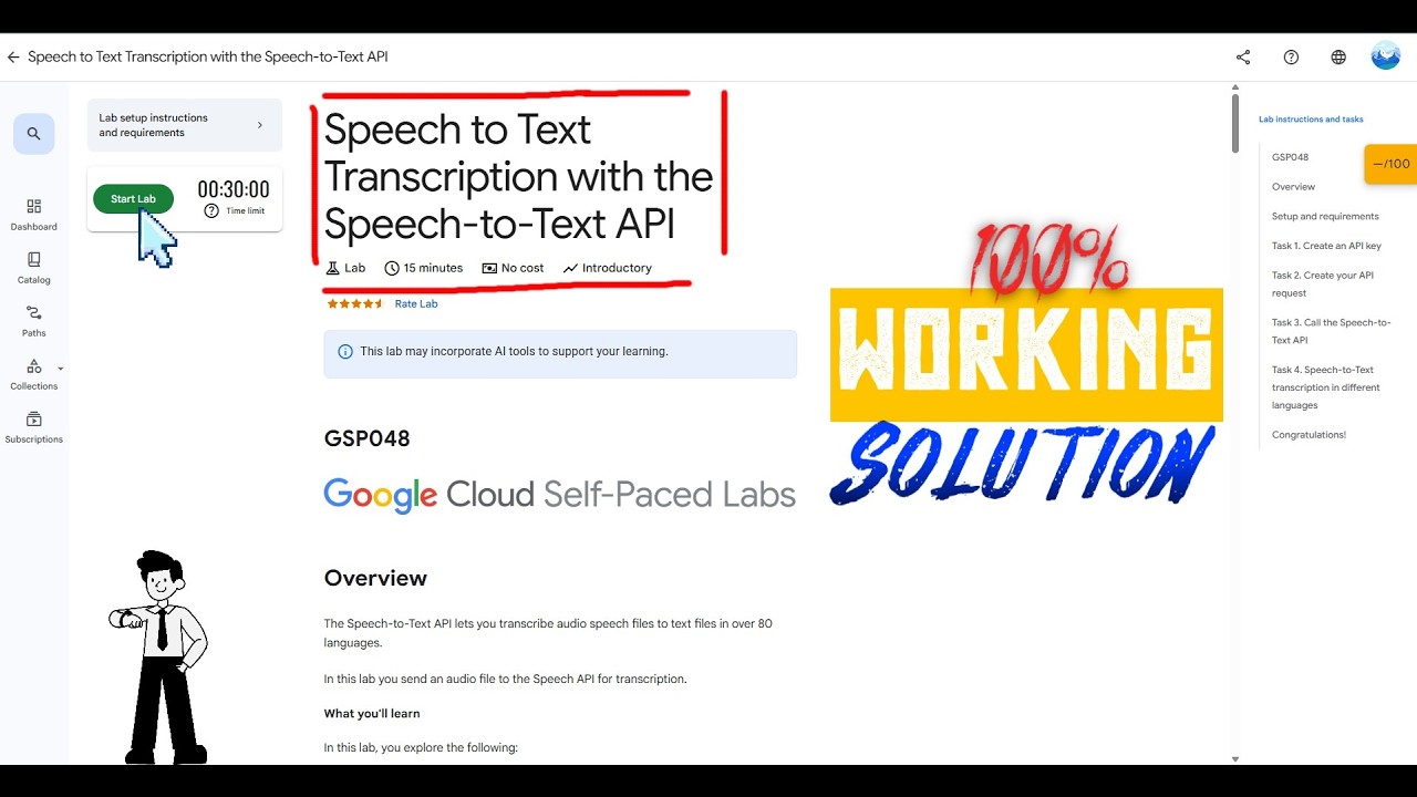 Преобразование речи в текст с помощью API преобразования речи в текст | GSP048 | 100% рабочее реш...