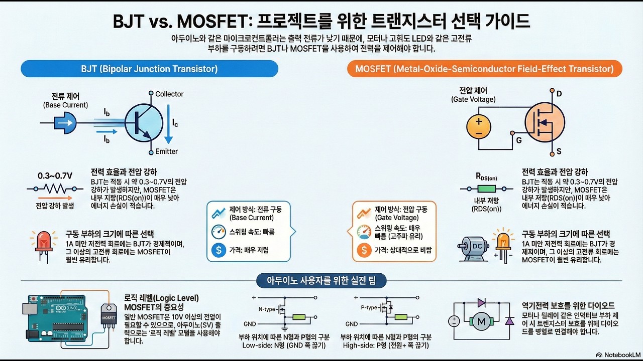 BJT vs MOSFET : 메이커 프로젝트를 위한 트랜지스터 선택