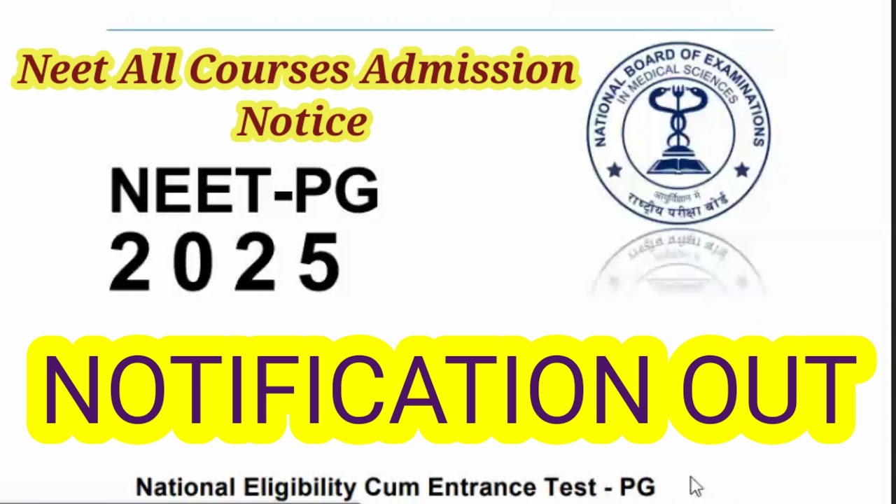 NEET PG 2025 ADMISSION NOTICE I NEET PG ADMISSION FORM KAB SE SHURU I Important Date#neet #nta #exam