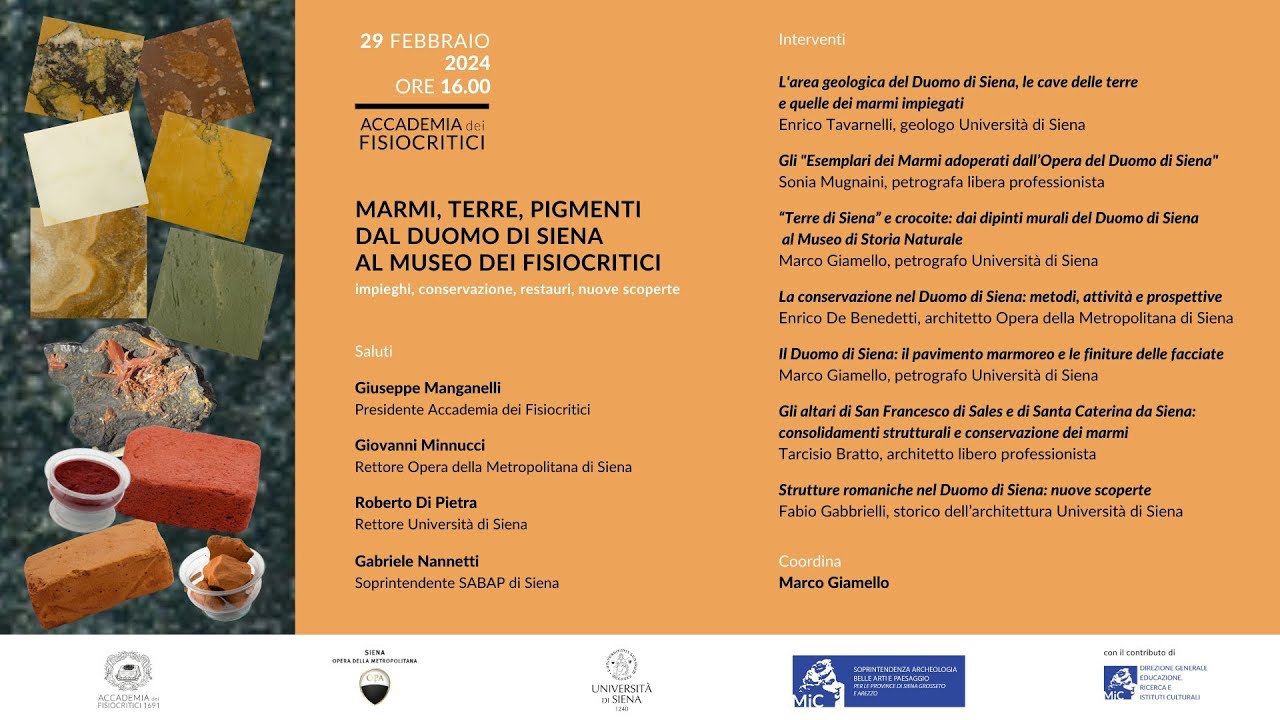 Marmi, Terre, Pigmenti: dal Duomo di Siena al Museo dei Fisiocritici