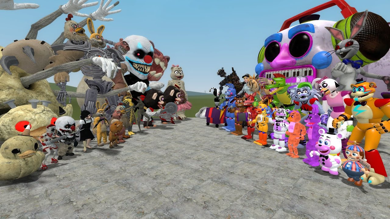ALL DARK DECEPTION 1-4 CHAPTERS VS ALL FNAF 1-9 SECURITY BREACH ANIMATRONICS in Garry's Mod!