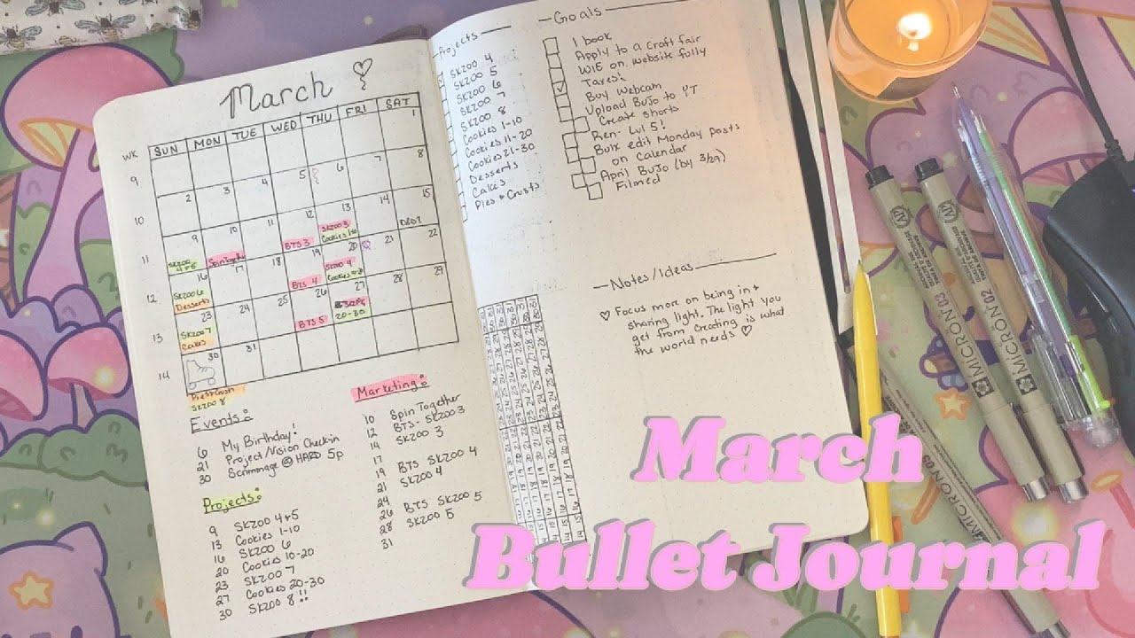March Bullet Journal I Minimalist Design