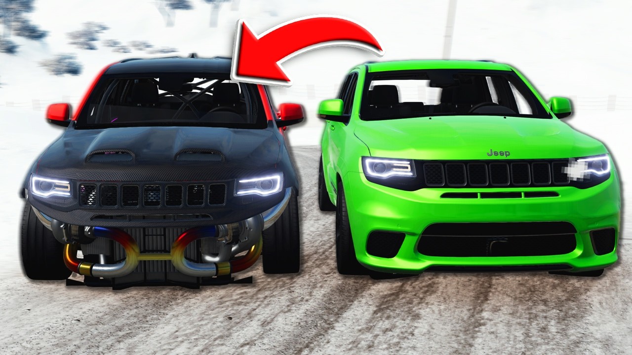 Каждый раз, когда я попадаю в аварию, мой Trackhawk становится БЫСТРЕЕ в снегу в BeamNG Drive