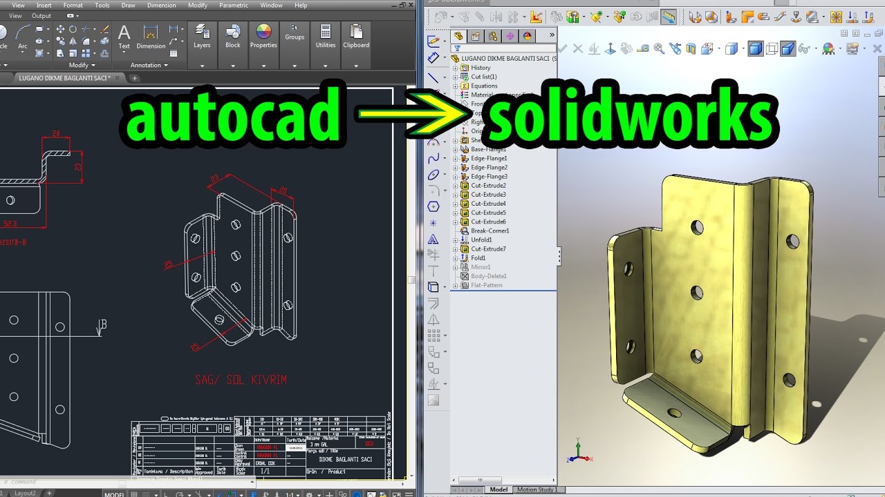 Convert 2D AutoCad (DWG, DXF) to 3D SolidWorks
