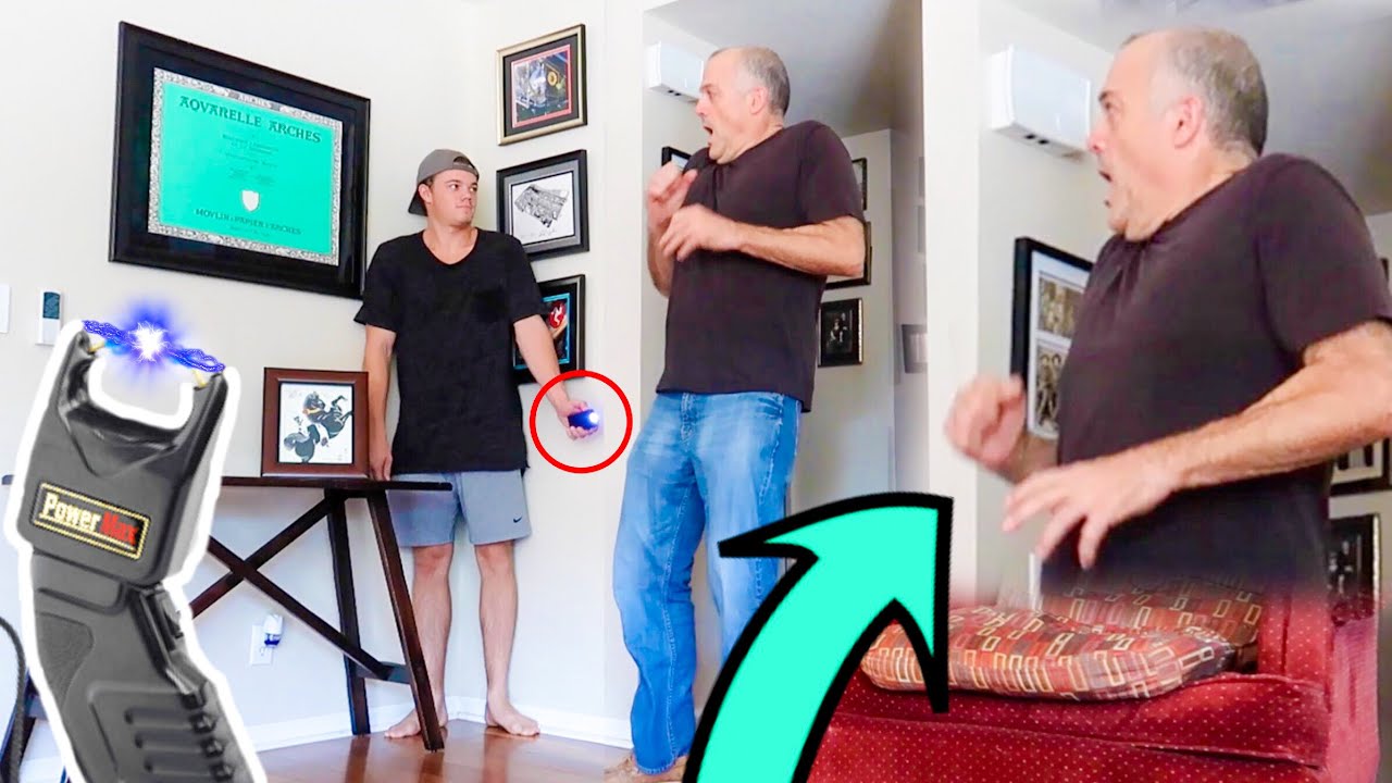 TASER PRANK ON DAD!!! (HIS WORST FEAR)