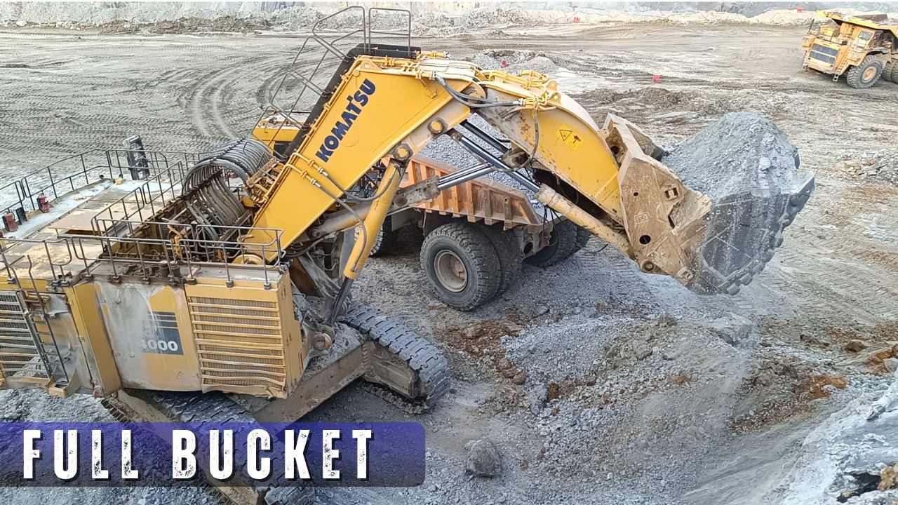 Nice and Smooth Loading Giant Komatsu PC4000 Excavators Loading Trucks | Industrial Power in Action