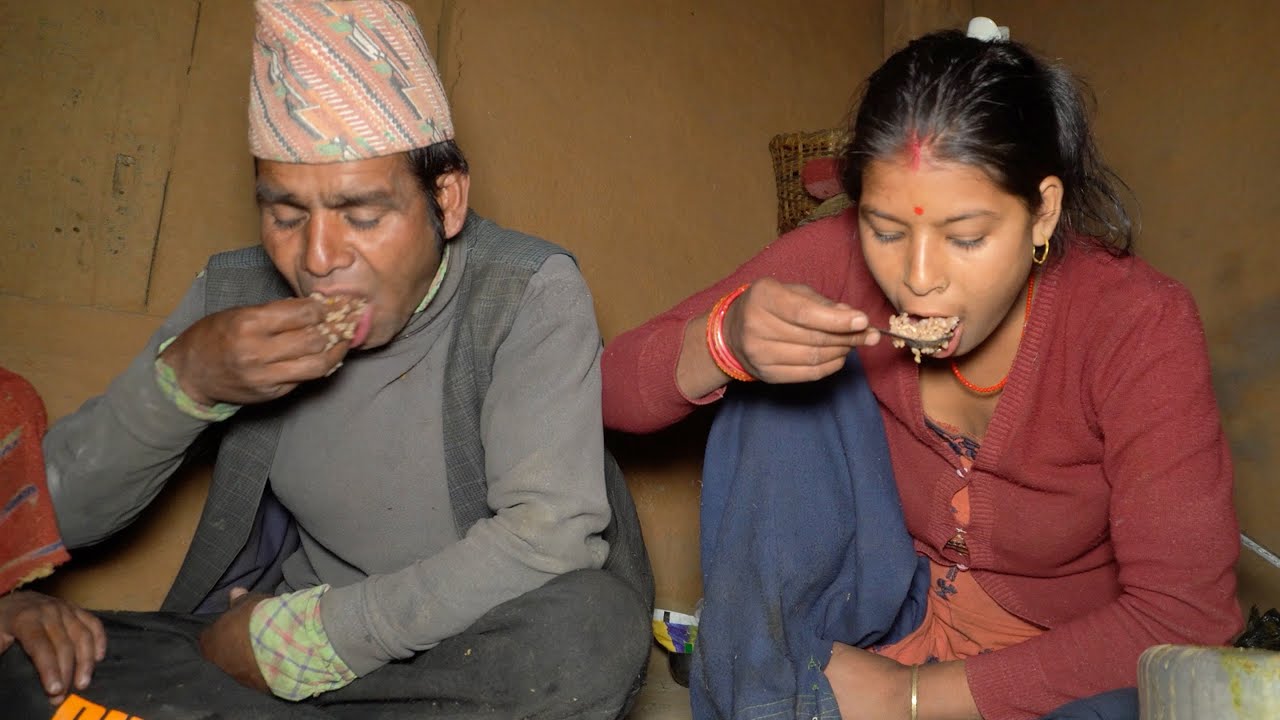 dharme brother's family in the village cooking eating rice || rural Nepal || @ruralnepall