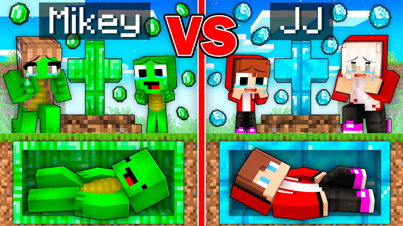 Mikey EMERALD vs JJ DIAMOND Family Grave Survival Battle in Minecraft - Maizen