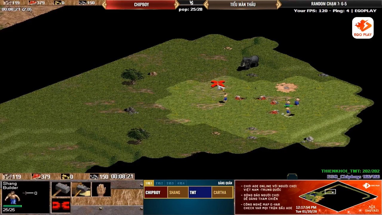 🔥 TRỰC TIẾP AOE: CHIPBOY vs TMT (Random) Chạm 8- 20/01/2026