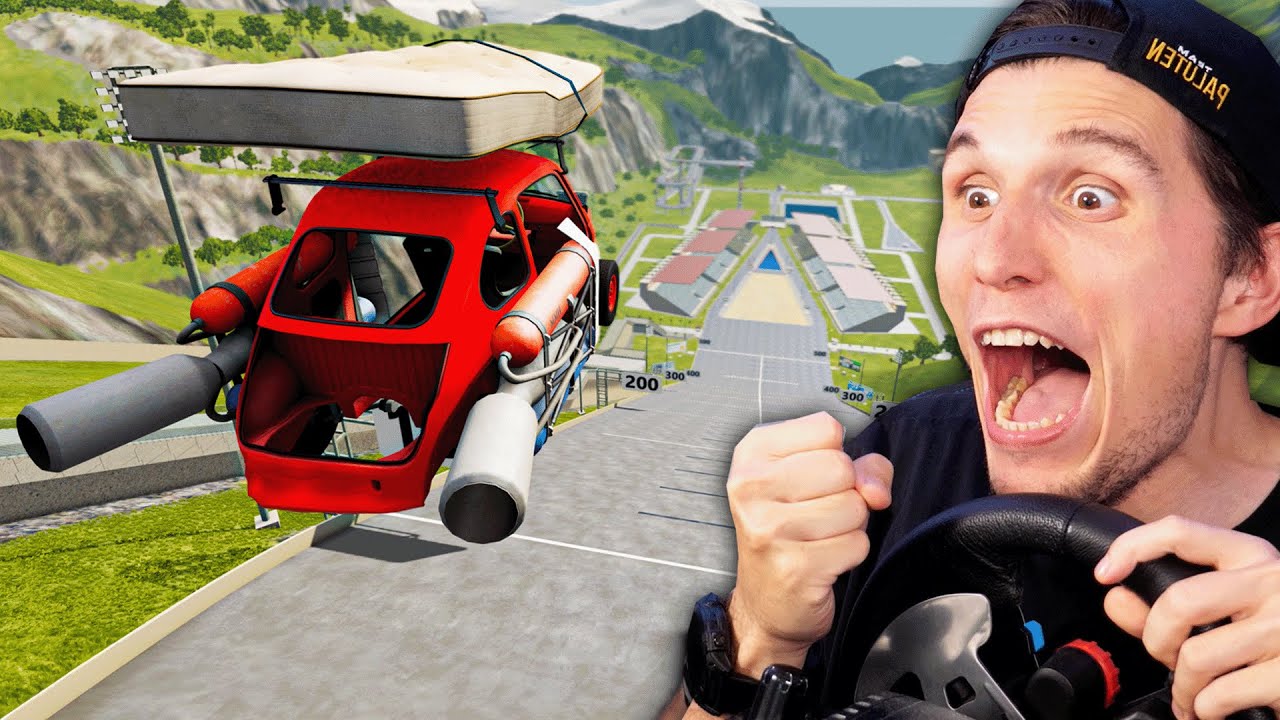 Wie weit fliegt eine MATRATZE auf der XXL Sprungschanze? | BeamNG