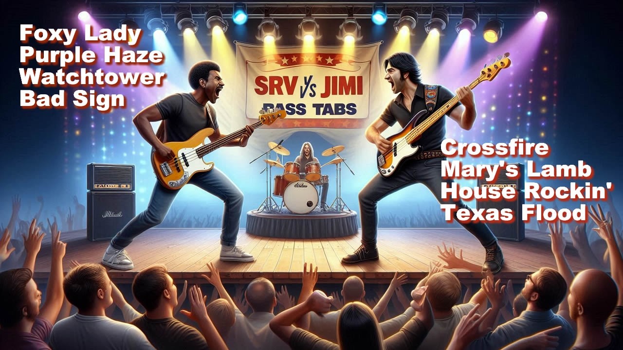 My Fav 8 Jimi Hendrix vs Stevie Ray Vaughan Bass Tabs in 9 Minutes.  