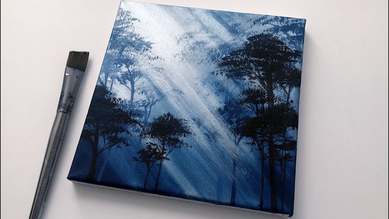 Blue Forest | Easy Abstract Landscape Acrylic Painting | Satisfying Demo