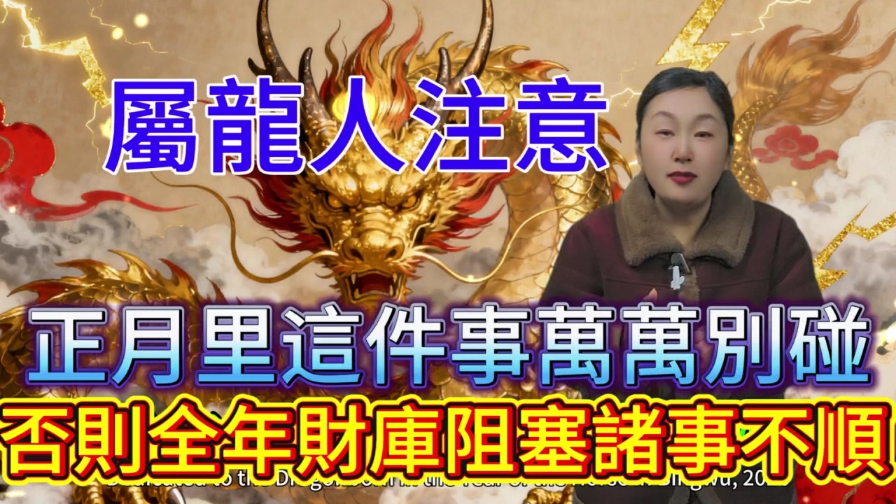 屬龍人注意：大年剛過這件事千萬別碰，否則全年小人纏身 諸事不順!#運勢 #補財庫旺財氣 #財富 #正能量 #命理 #漏財