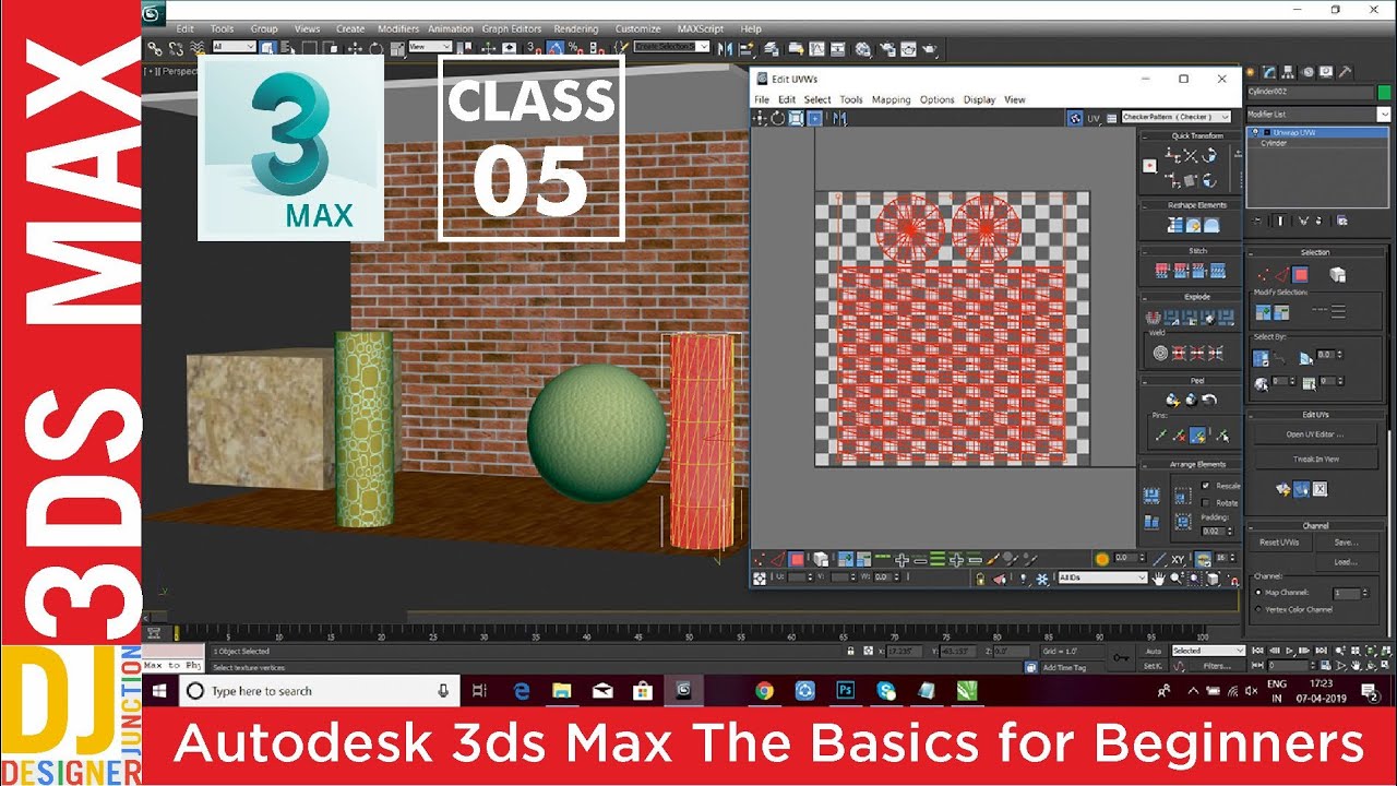Introduction to UVW Mapping _Class-5 in Hindi / Urdu _3Ds Max Tutorial-5