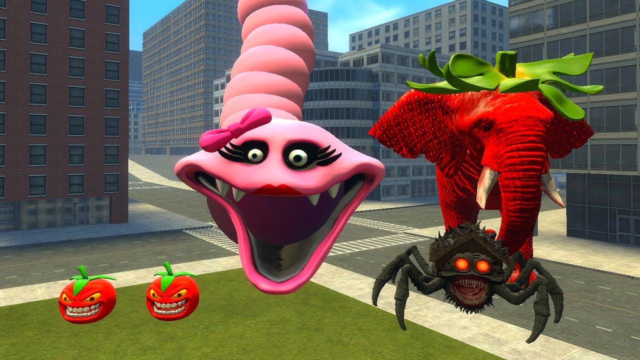 NEW ROBLOX HUNGRY WORM VS NEW PSYCHO TOMATO in Garry's Mod