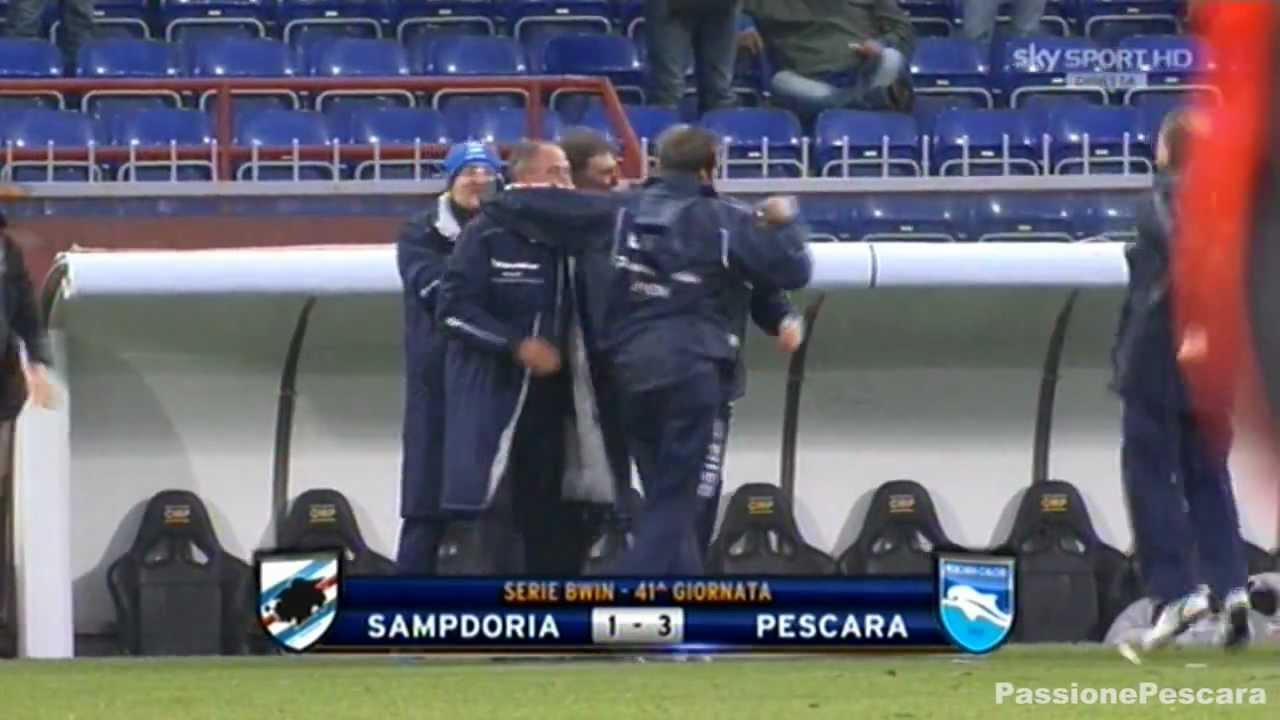 Pescara in SERIE A - Ultimi minuti della partita e festeggiamenti della squadra