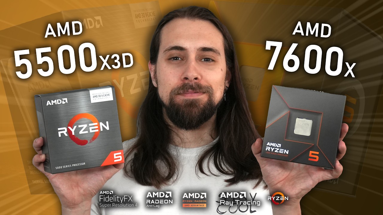R5 5500X3D vs R5 7600X vs Core U5 250K - Productivity & Gaming Benchmarks (1080P & 1440P)