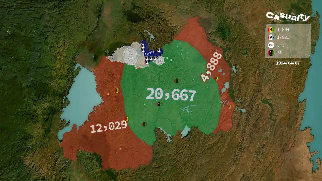 Rwandan Civil War (1990-1994) using Google Maps