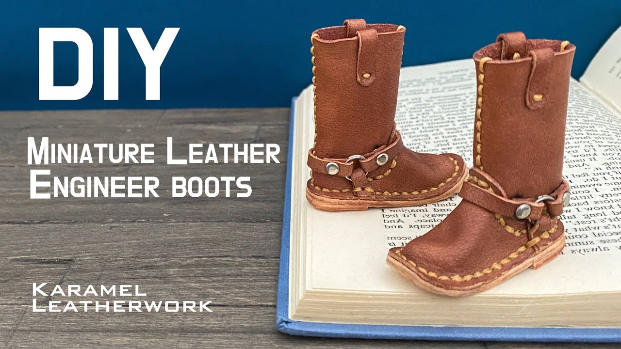 [ DIY ] Making Miniature Leather Engineer boots [ Leathercraft ]