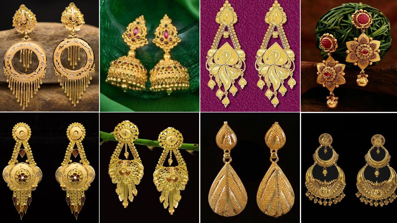 Beautiful Gold Earrings Collection|| Kaner dul design|| Gold Jhumka @BluestoneJewellery1