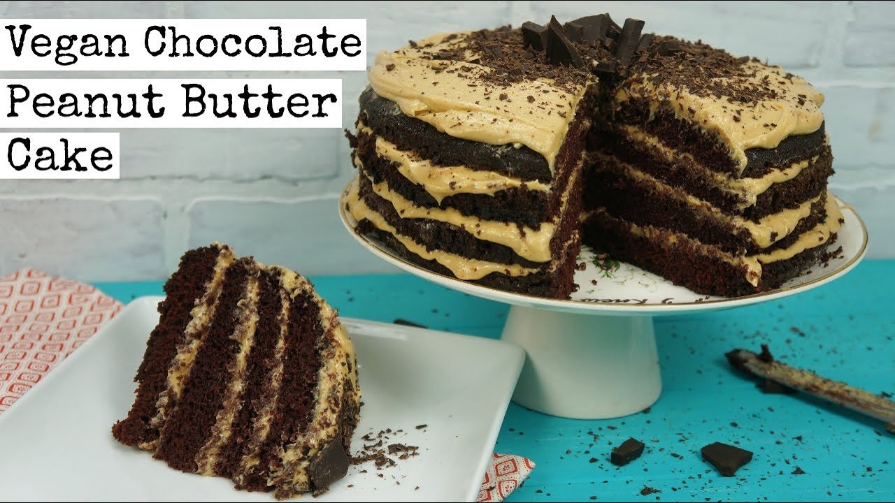 Chocolate Peanut Butter Buttercream Cake | VEGAN